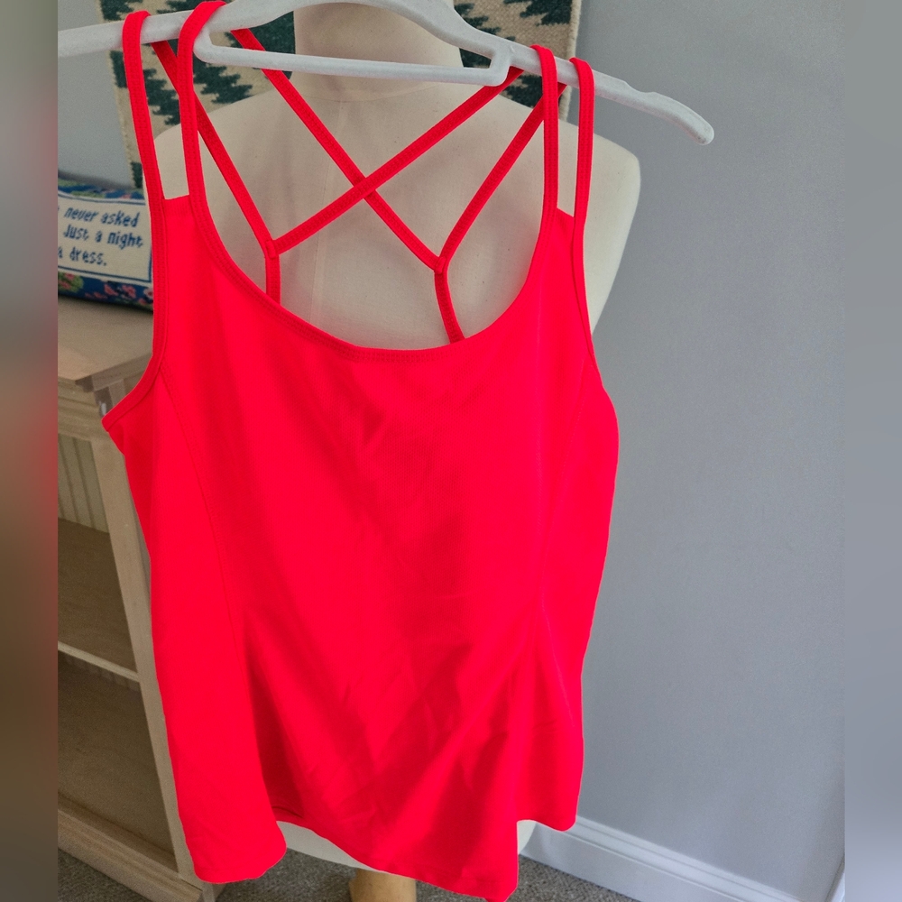 Marika Red Backless Tank Top Women Size Medium Yoga Running